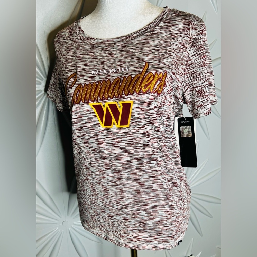 NFL Apparel NWT size various, Washington Commanders gold glitter tee w/stretch - Picture 4 of 7